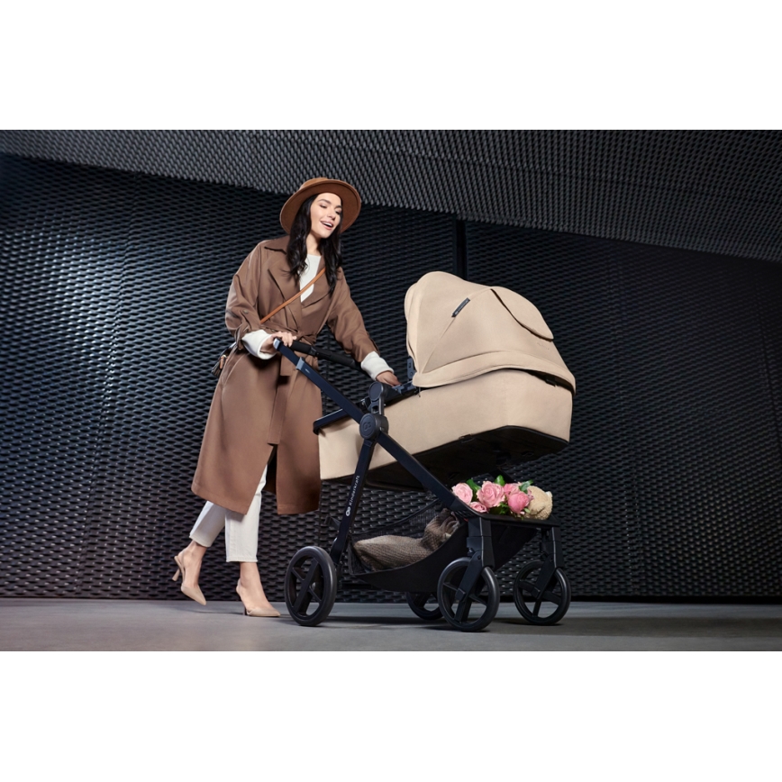 KINDERKRAFT - Carrinho de bebé combinado 3em1 NEWLY Sand bege + assento de automóvel MINK PRO