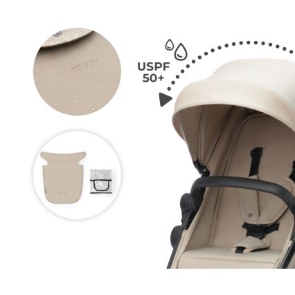 KINDERKRAFT - Carrinho de bebé combinado 3em1 NEWLY Sand bege + assento de automóvel MINK PRO
