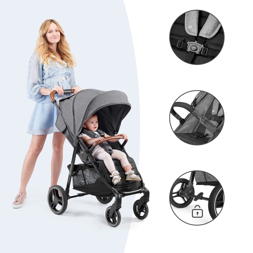 KINDERKRAFT - Carrinho de passeio GRANDE PLUS cinzento