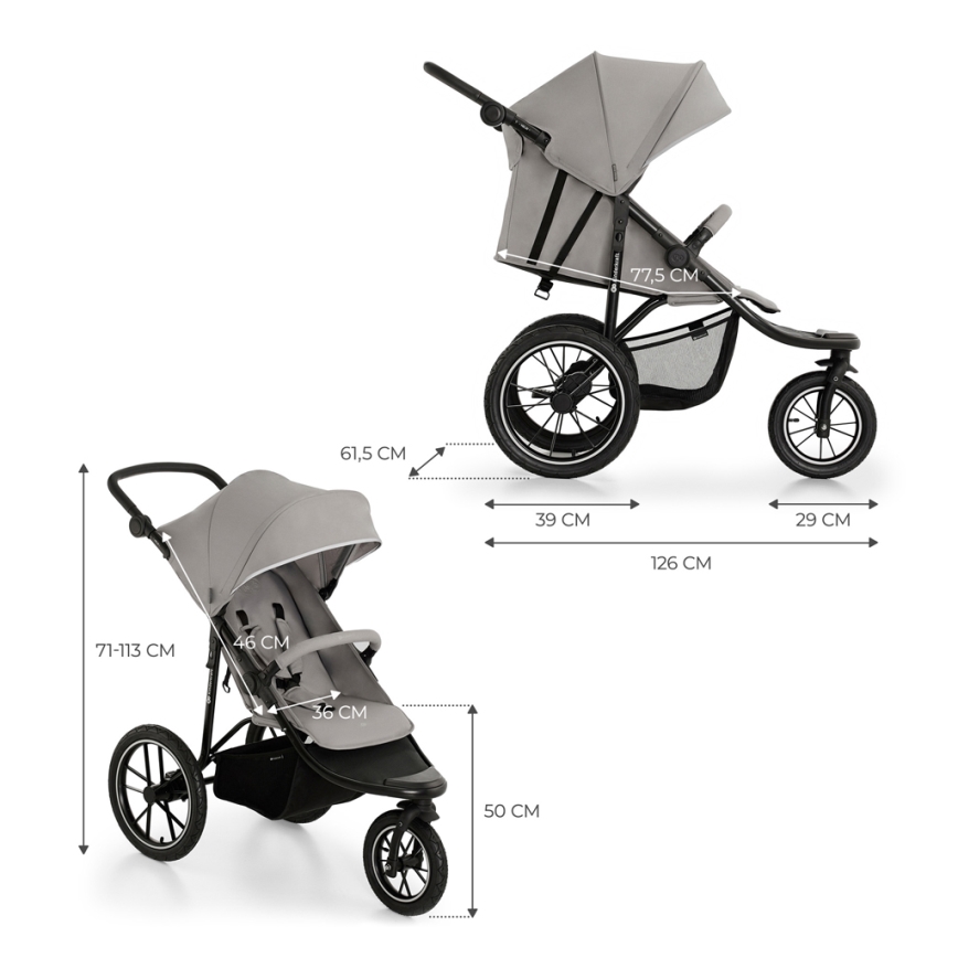 KINDERKRAFT - Carrinho de passeio esportivo HELSI2 cinza