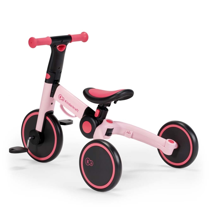 KINDERKRAFT - Triciclo infantil 3 em 1 4TRIKE rosa