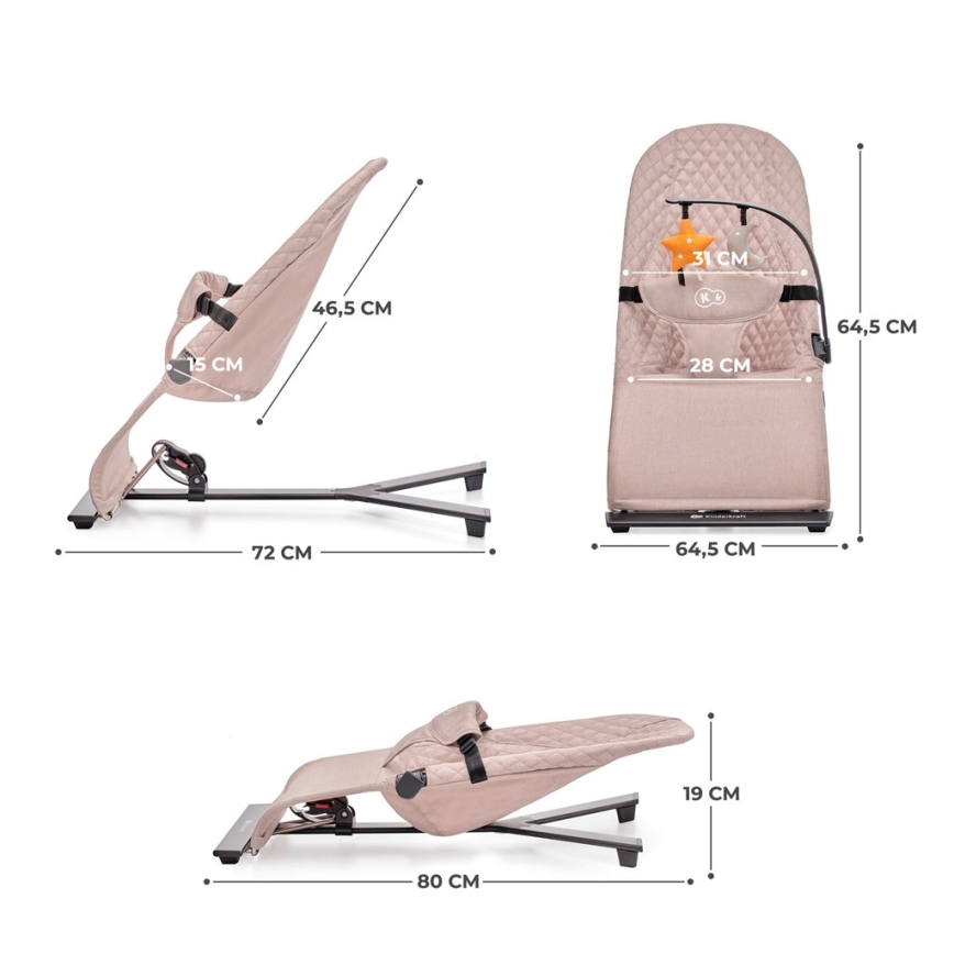KINDERKRAFT - Espreguiçadeira para bebé MIMI rosa