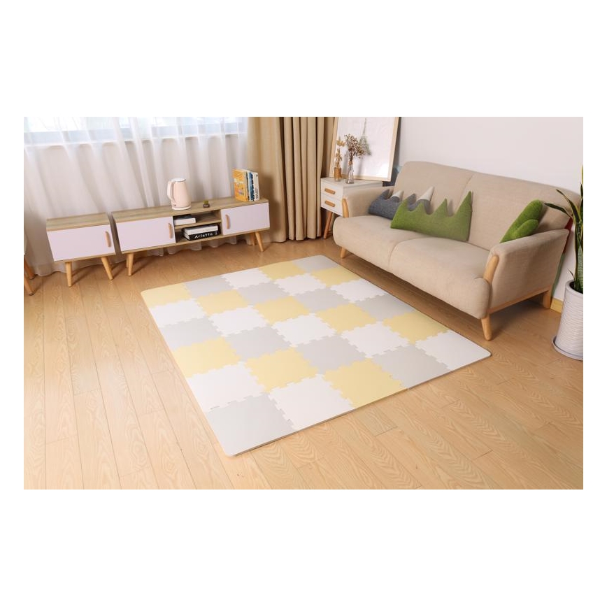 KINDERKRAFT - Quebra-cabeça de espuma LUNO 30 peças cinza/amarelo