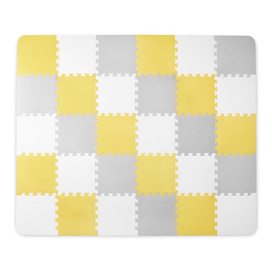 KINDERKRAFT - Quebra-cabeça de espuma LUNO 30 peças cinza/amarelo