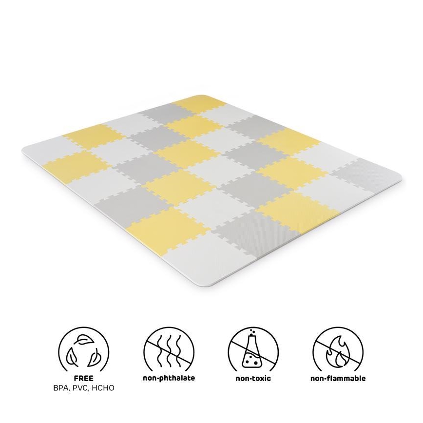 KINDERKRAFT - Quebra-cabeça de espuma LUNO 30 peças cinza/amarelo