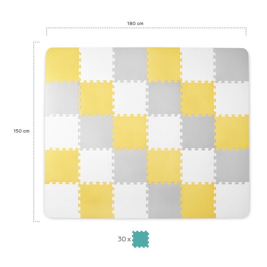 KINDERKRAFT - Quebra-cabeça de espuma LUNO 30 peças cinza/amarelo