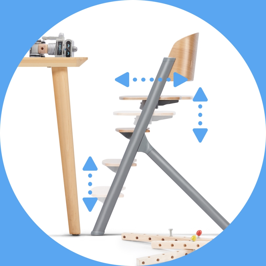 KINDERKRAFT SELECT - Cadeira de refeição infantil 3 em 1 LIVY Premium carvalho + espreguiçadeira CALMEE