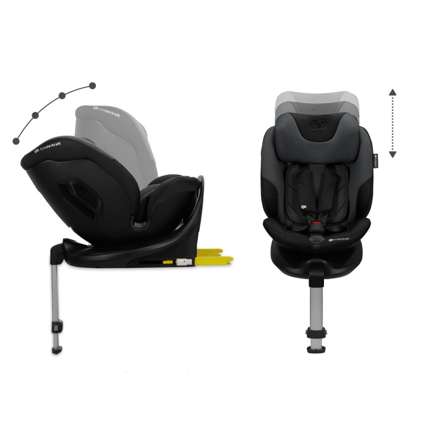 KINDERKRAFT SELECT - Cadeira auto com base giratória I-FIX (40-150 cm) Preto grafite