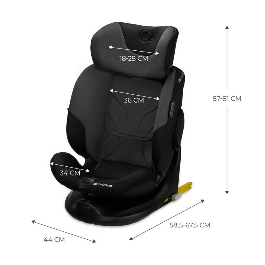 KINDERKRAFT SELECT - Cadeira auto com base giratória I-FIX (40-150 cm) Preto grafite