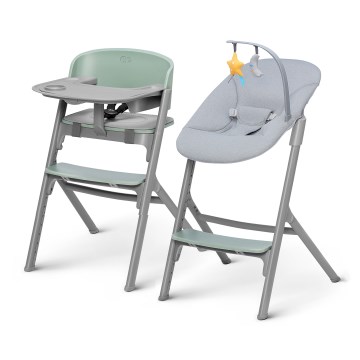 KINDERKRAFT SELECT - Cadeira de refeição infantil 3 em 1 LIVY Premium Olive green + espreguiçadeira CALMEE