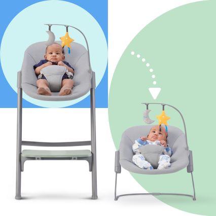 KINDERKRAFT SELECT - Cadeira de refeição infantil 3 em 1 LIVY Premium Olive green + espreguiçadeira CALMEE