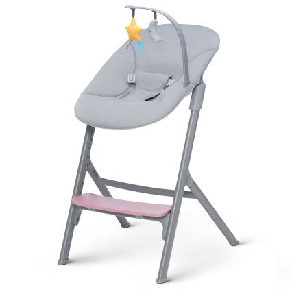 KINDERKRAFT SELECT - Cadeira de refeição para criança 3em1 LIVY Premium Aster rosa + espreguiçadeira CALMEE