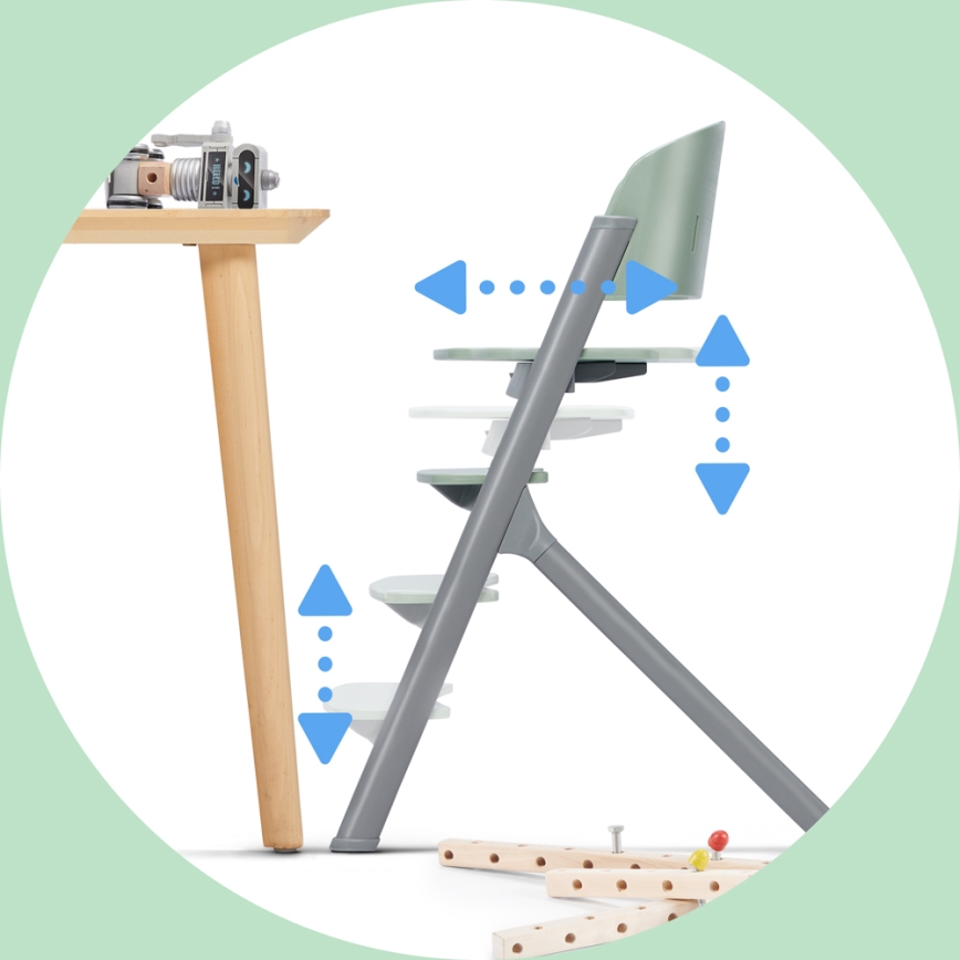 KINDERKRAFT SELECT - Cadeira de refeição para criança 3em1 LIVY Premium Olive verde + espreguiçadeira CALMEE