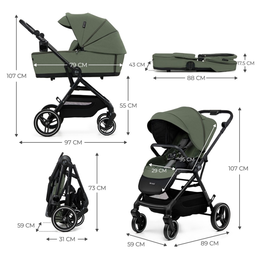 KINDERKRAFT SELECT - Carrinho combinado 2 em 1 YOXI Verde Mystic
