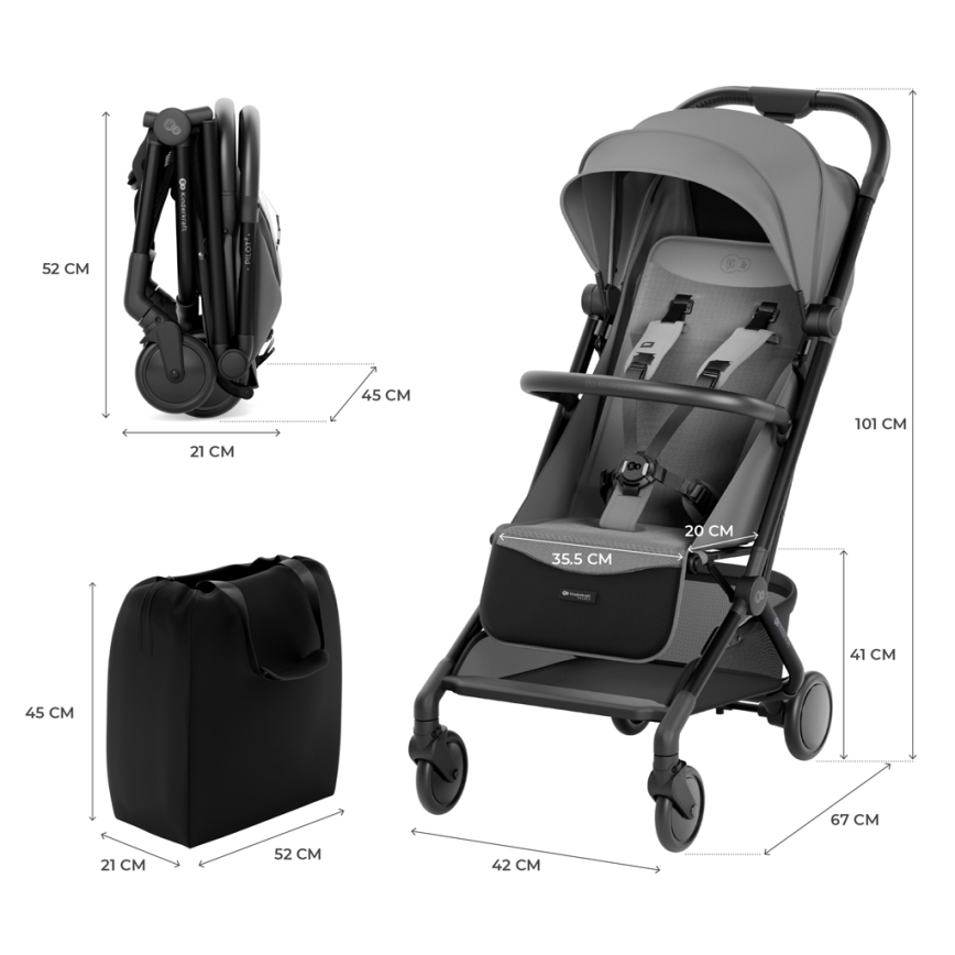 KINDERKRAFT SELECT - Carrinho de passeio esportivo PILOT 2 cinza