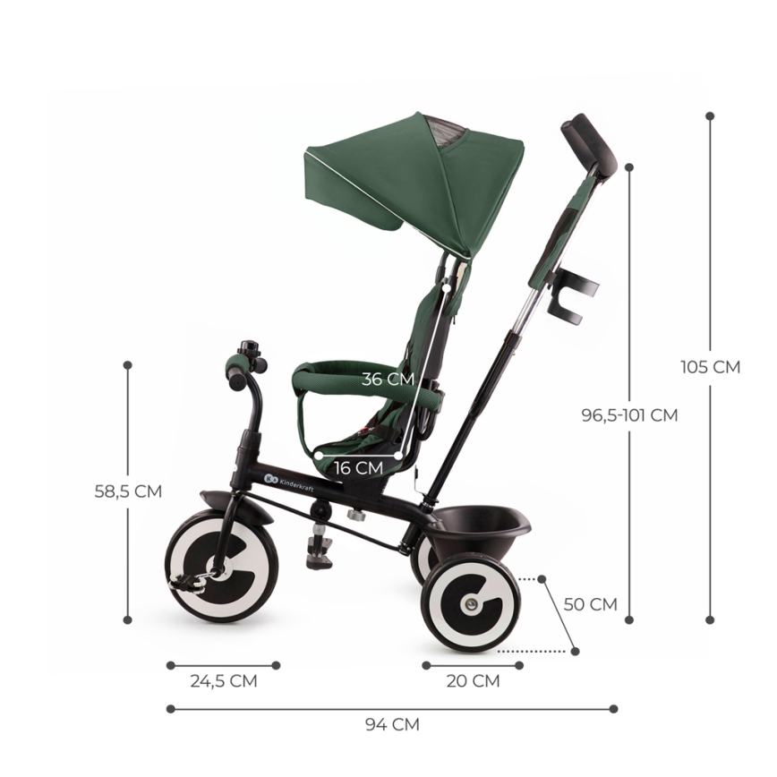 KINDERKRAFT - Triciclo de criança ASTON Mystic verde