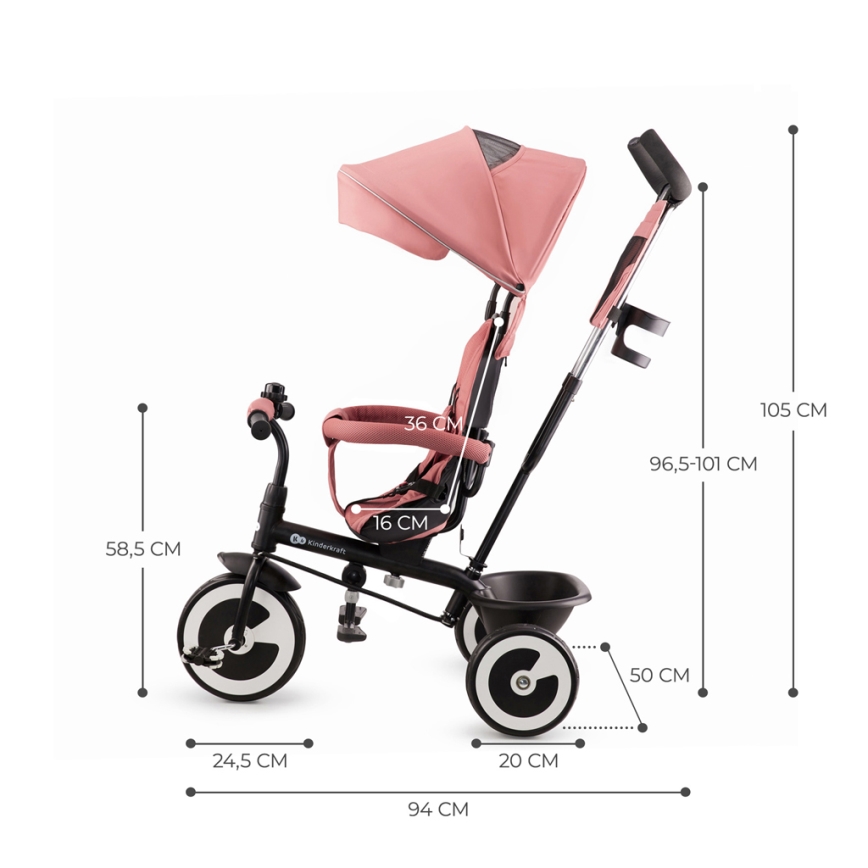 KINDERKRAFT - Triciclo infantil ASTON Rosa pink