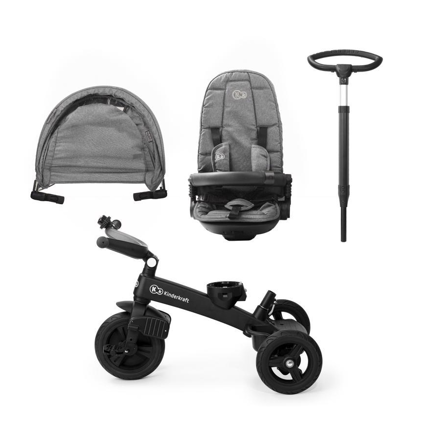 KINDERKRAFT - Triciclo para crianças 5v1 EASYTWIST cinzento/preto