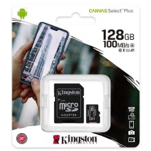 Kingston - MicroSDXC 128GB Canvas Select Plus U1 100MB/s + adaptador SD