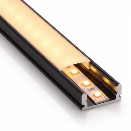 Kit 1x Fita LED com sensor de movimento FLEX LED/3,6W/4xAA 2 m + 2x perfil de embutir 1 m preto/branco
