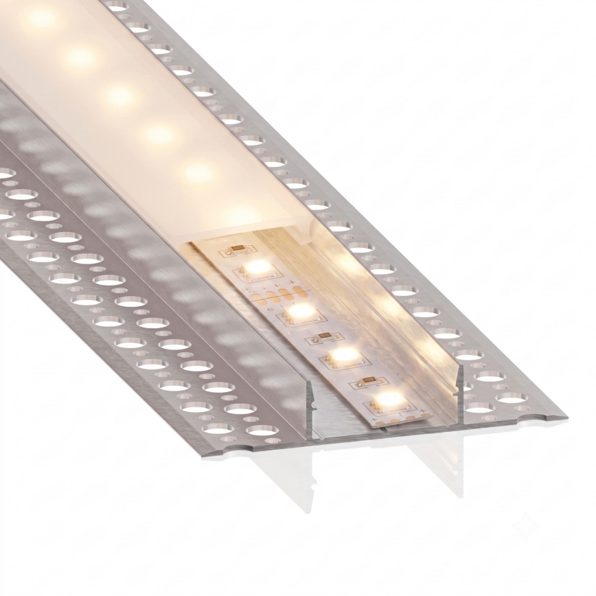 CONJUNTO 1x Fita LED com sensor de movimento FLEX LED/3,6W/4xAA 2 m + 2x perfil para embutir 1 m prateado/branco