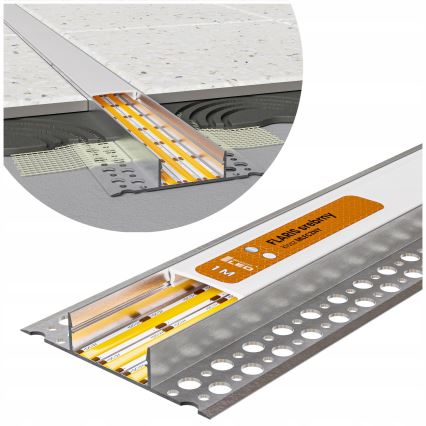 CONJUNTO 1x Fita LED com sensor de movimento FLEX LED/3,6W/4xAA 2 m + 2x perfil para embutir 1 m prateado/branco