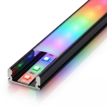 KIT 1x fita LED RGBW regulável DIGITAL LED/9,6W/230V 3 m + 3x perfil embutido 1 m preto/branco + controlo remoto