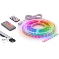 KIT 1x tira LED RGBW dimerizável NEO LITE MUSIC LED/24W/230V 5 m IP65 Wi-Fi Tuya + 5x perfil de embutir 1 m preto/branco + comando remoto