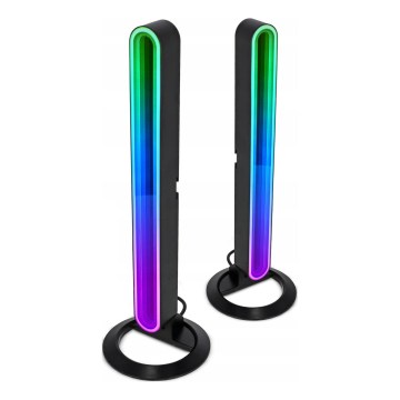 Kit 2x lâmpada de mesa LED RGBIC regulável LED/5W/5V preta + comando remoto