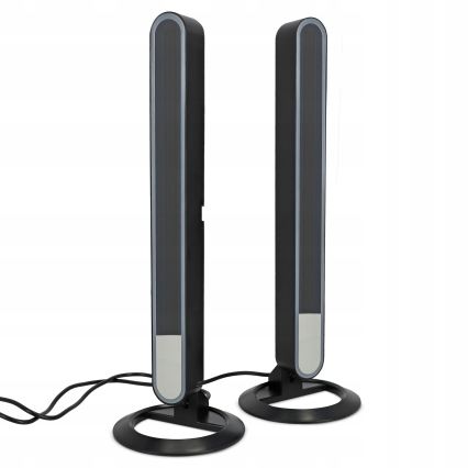 Kit 2x lâmpada de mesa LED RGBIC regulável LED/5W/5V preta + comando remoto