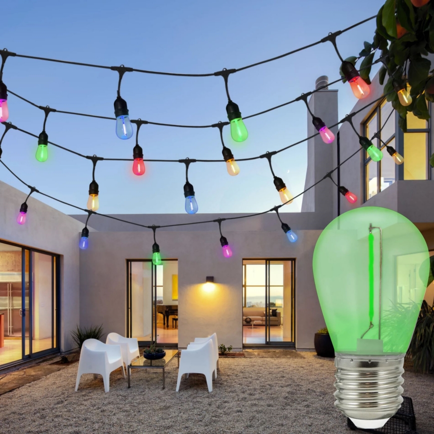 CONJUNTO 2x Lâmpada LED PARTY E27/0,3W/36V verde