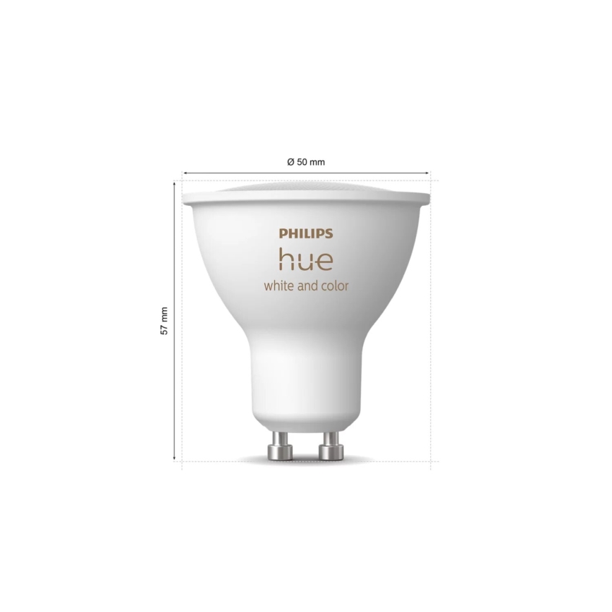 CONJUNTO 2x Lâmpada LED RGBW Regulável Philips Hue White And Color Ambiance GU10/4,2W/230V 2000-6500K