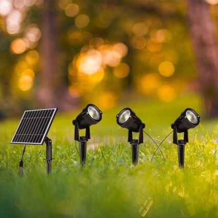 CONJUNTO 3x Lâmpada solar LED para exterior 3xLED/1,2W/3,7V IP65 3000K 4000 mAh
