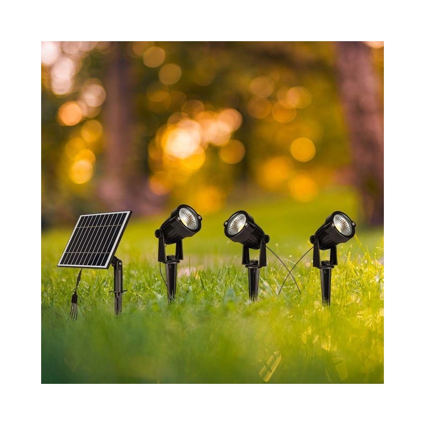 CONJUNTO 3x Lâmpada solar LED para exterior 3xLED/1,2W/3,7V IP65 3000K 4000 mAh