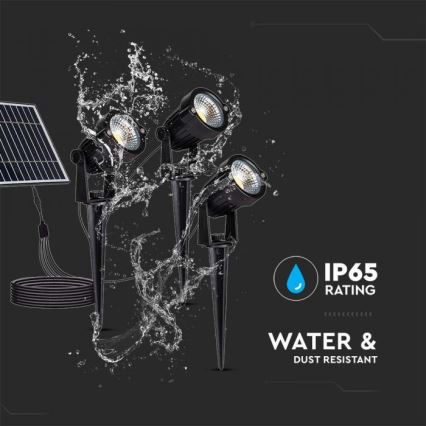 CONJUNTO 3x Lâmpada solar LED para exterior 3xLED/1,2W/3,7V IP65 3000K 4000 mAh