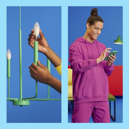 CONJUNTO 3x Lâmpada LED RGBW Regulável C37 E14/4,9W/230V 2200-6500K CRI 90 Wi-Fi - WiZ