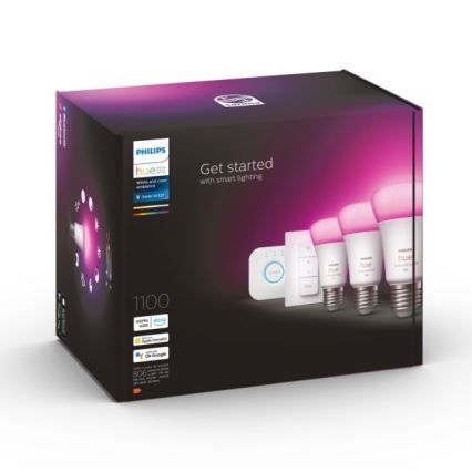 Kit inicial Philips Hue WHITE AND COLOR AMBIANCE 3xE27/9W 2000-6500K + dispositivo de ligação