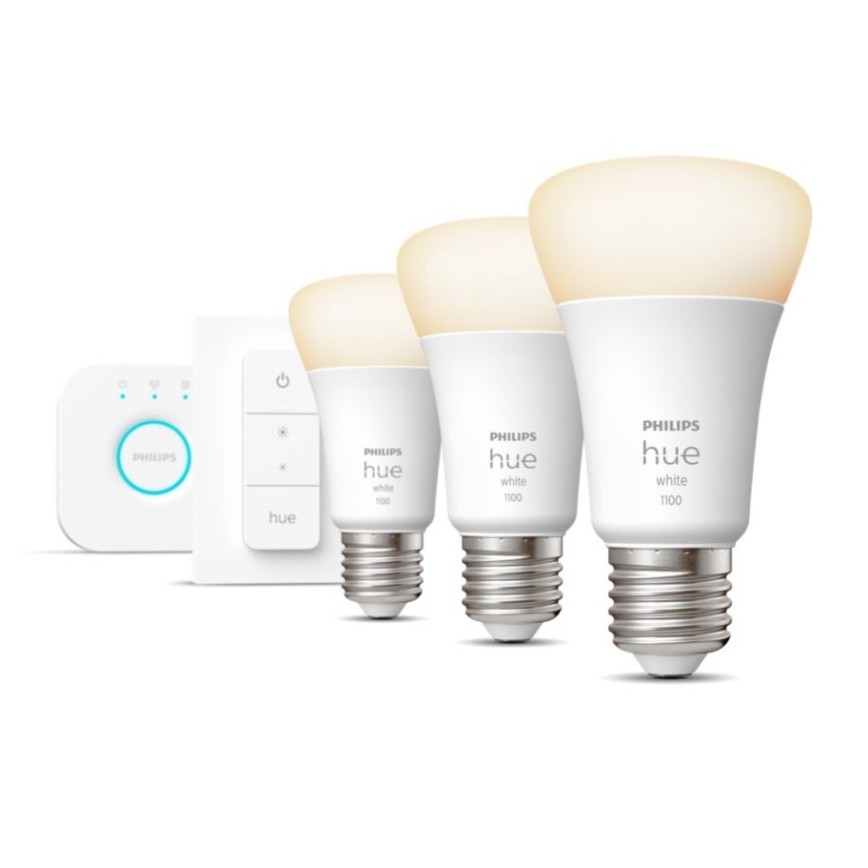 Kit básico Philips Hue WHITE 3xE27/9,5W 2700K + Hue Bridge e interruptor dimmer