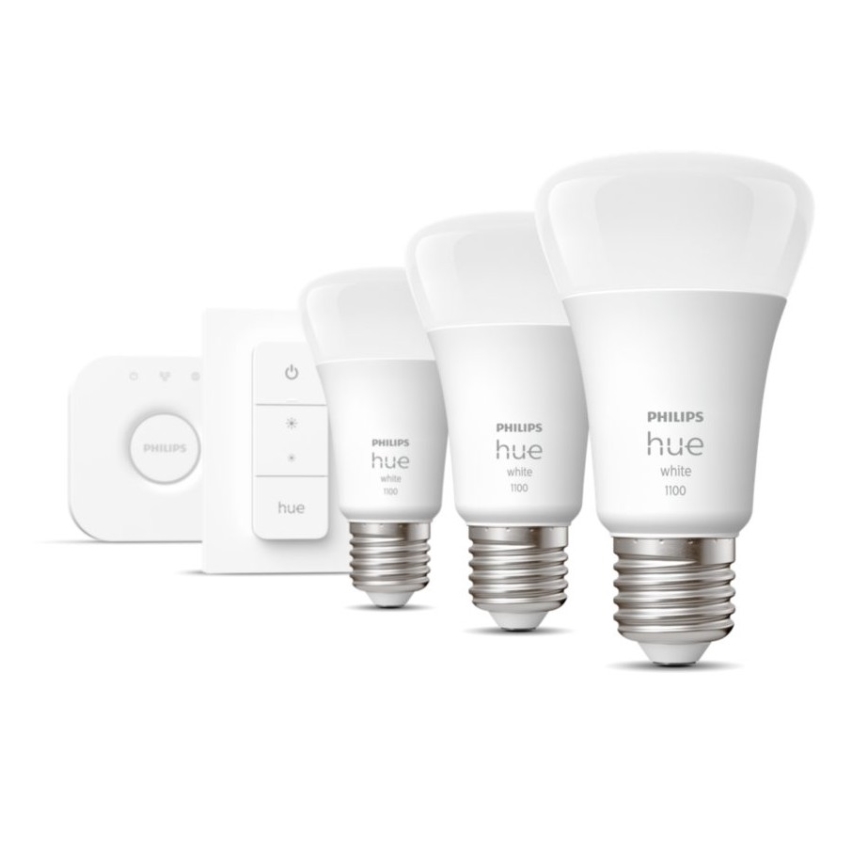Kit básico Philips Hue WHITE 3xE27/9,5W 2700K + Hue Bridge e interruptor dimmer