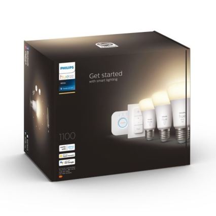 Kit básico Philips Hue WHITE 3xE27/9,5W 2700K + Hue Bridge e interruptor dimmer