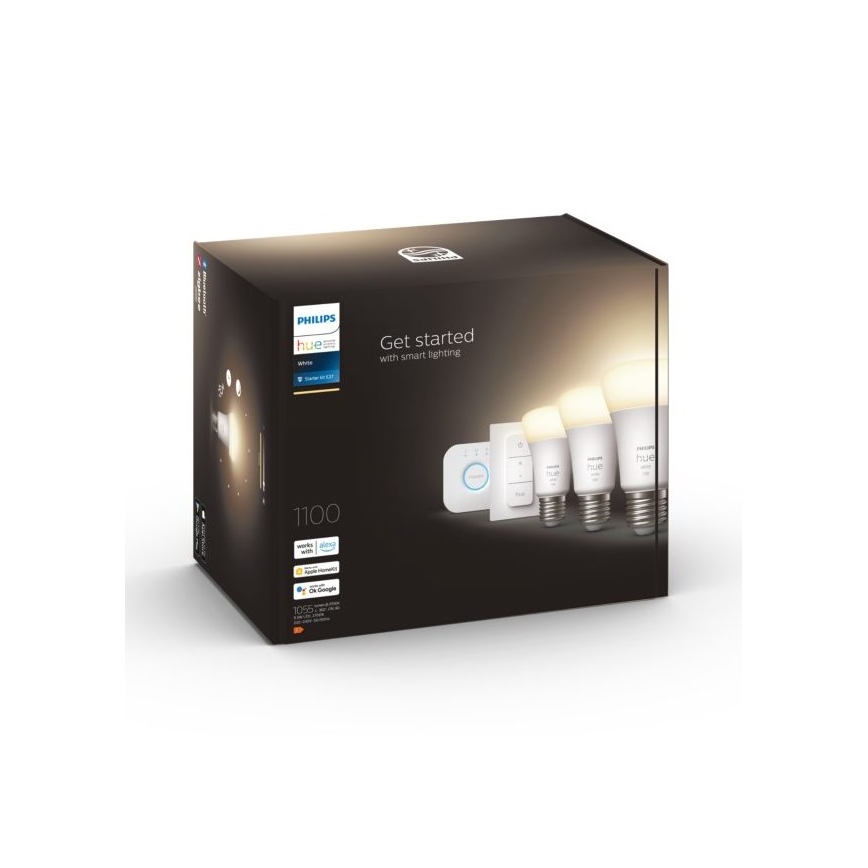 Kit básico Philips Hue WHITE 3xE27/9,5W 2700K + Hue Bridge e interruptor dimmer