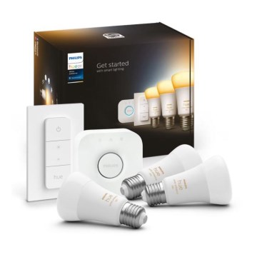 Kit básico Philips Hue White Ambiance 3xE27/11W 2200-6500K + Hue Bridge e interruptor dimmer