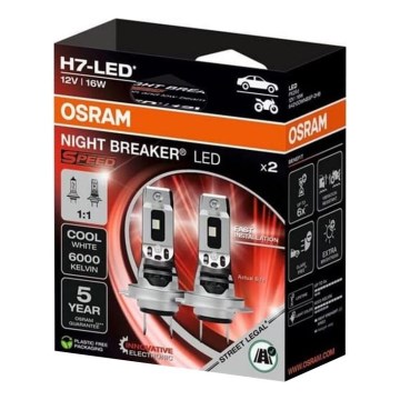 Kit de 2 lâmpadas LED automotivas NIGHT BREAKER SPEED H7 PX26d/16W/12V 6000K - Osram