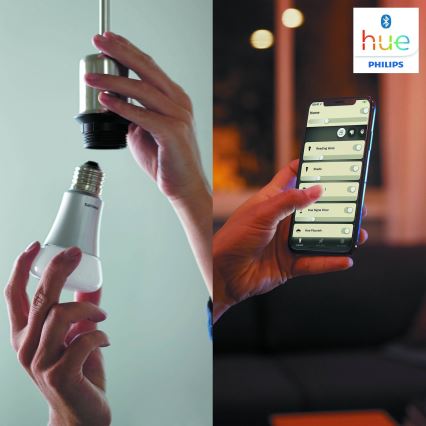 Kit básico Philips Hue WHITE AMBIANCE 2xE27/8W/230V + Hue Bridge e interruptor dimmer