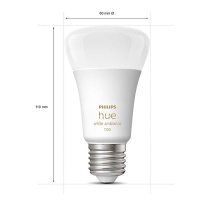 Kit básico Philips Hue WHITE AMBIANCE 2xE27/8W/230V + Hue Bridge e interruptor dimmer