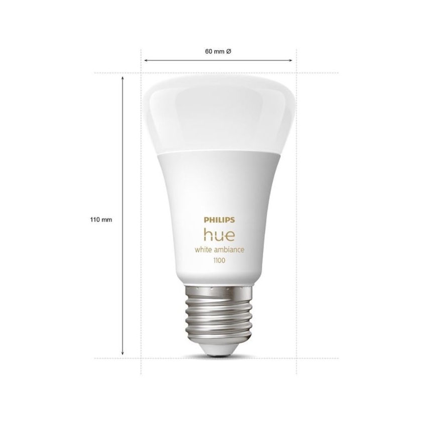 Kit básico Philips Hue WHITE AMBIANCE 2xE27/8W/230V + Hue Bridge e interruptor dimmer