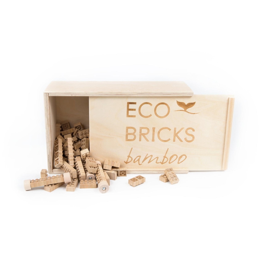Kit de construção em madeira ECO BRICKS, 145 peças
