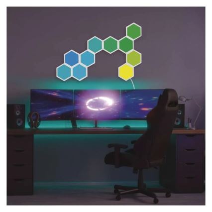 Conjunto de 3 painéis LED RGBIC+CCT dimerizáveis - extensão LED/1,8W/230V Wi-Fi Tuya