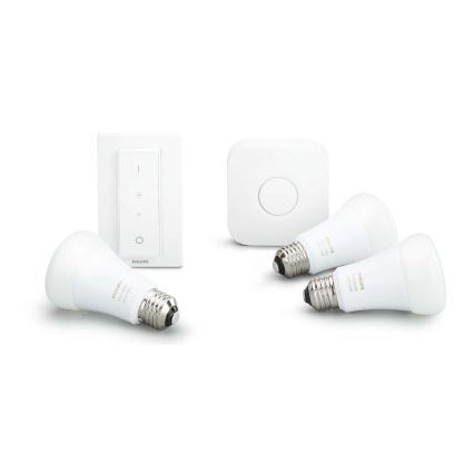 Kit inicial Philips Hue White 3xE27/9W 2700K + Hue Bridge e interruptor dimmer