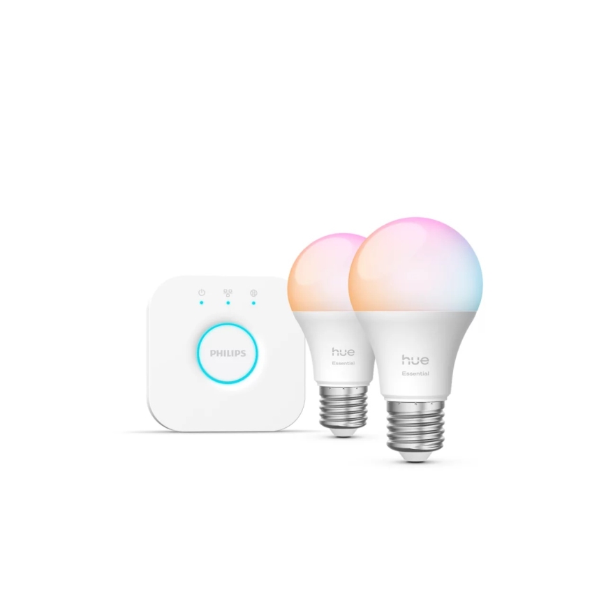 Kit básico Philips Hue White And Color Ambiance Essential 2xE27/8W/230V 2200-6500K + Hue Bridge
